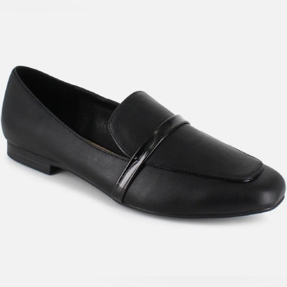 ESpirit‎ Madison Womens Black Faux Leather Square Toe Loafers size 6.5M (2051)